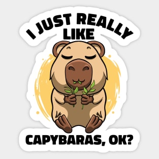 I Just Really Like Capybaras Lover Rodent Zoo Cute Capybara Sticker